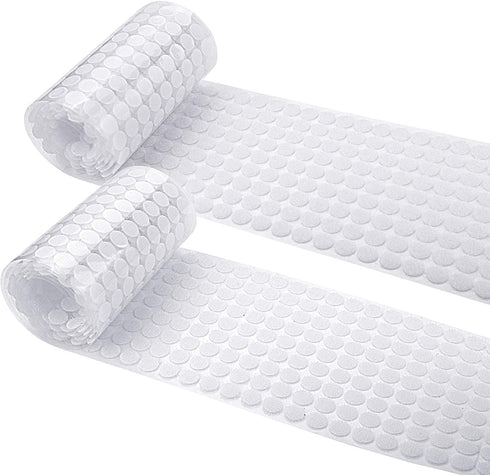 JANYUN 2016pcs 2/5" 10mm Self Adhesive Dots Tape Diameter Sticky Back Dots Hook and Loop with Sticky Glue Tapes White for School, Classroom, Offic...