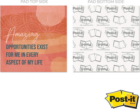 Positive Daily Affirmations Sticky Pad / 3.75" x 3.75" Custom Sticky Pad / 365 Unique Designs/Self Care Notes for A Year/Made in The USA...