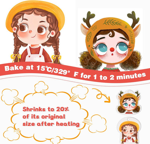 yyoemas 170 PCS Shrinky Dink Keychain Kit,Shrinky Dink Kit with 15 Shrinky Dink Sheets,Ear Hook,Bead Chain,Corn Buttons,Lobster Clasp,Split Ring a...