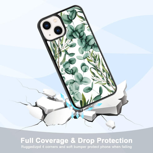 Summer Eucalyptus Case for iPhone 13/14 Case 6.1 Inch, Silicone Ultra Shockproof Funny Protection Cute Plant Phone Case for Girls Women Baby Cover...