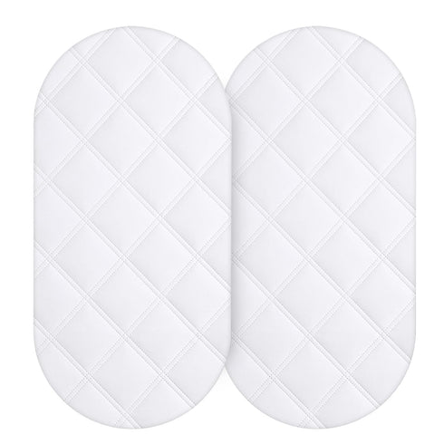 Yoofoss Waterproof Bassinet Mattress Pad Cover 2 Pack Fit for Hourglass/Oval Bassinet Mattress, Baby Bassinet Mattress Protector for Boys and Girl...