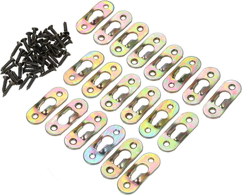 dophee 20Pcs Metal Keyhole Hangers with Screws Heavy Duty Hanging Plates Brackets Fasteners Hooks Hardware for Mirror Photo Picture Frames Oil Pai...