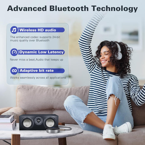 Bluetooth Receiver, Bluetooth Audio Adapter for Home Stereo, Speaker with AUX 3.5mm / RCA Input, Low Latency and HD Audio, Pair with Phone, PC, TV...