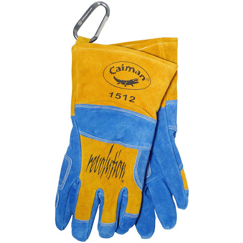 Caiman Premium Split Cowhide MIG/Stick Welding Gloves, Wool Lining, Kontour, Kevlar, Blue/Gold, Large (1512)...