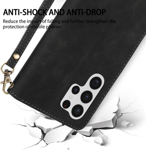 ZZXX for Samsung Galaxy S22 Ultra Case Wallet with Card Slot Premium Soft PU Leather Zipper Flip Folio with Wrist Strap Kickstand Protective Cover...