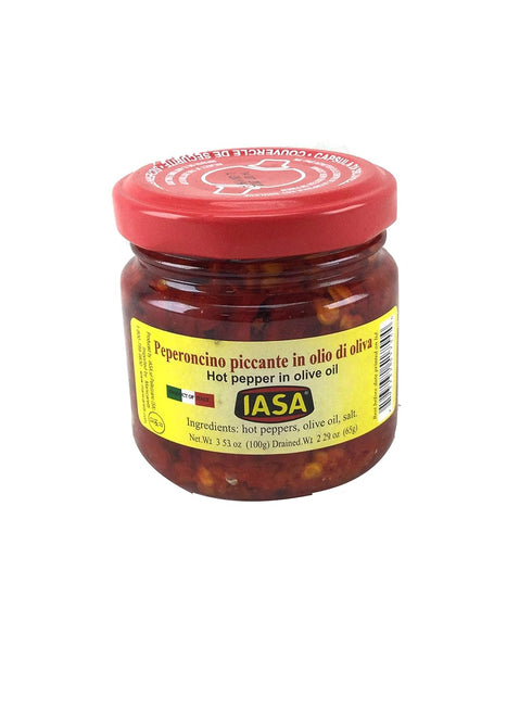 Iasa Peperoncino Piccante Hot Red Peppers in Olive Oil 100 Gr Jar...