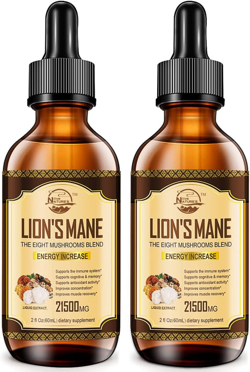 Lions Mane Supplement, Liquid Mushroom Extract Drops, 8 Mushrooms Complex for Immune System, Memory, Focus Boost, Mushroom Supplement with Lion's ...