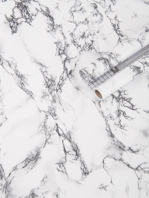 Art3d 120"x17.3" Self-Adhesive Wallpaper, Peel and Stick Grey Marble Paper, Matt...