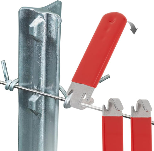 T-Post Clip Tool: Fence Wire Twisting and Fencing Tool with Red Rubber-Coated Handle - Easy to Use and Time-Saving (2 pcs)...