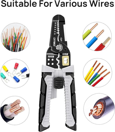 8 in 1 Wire Stripper Tool, 8-Inch Wire Crimping Tool, Multifunctional Hand Tool for Cable Stripper Tools, Professional Electrician Pliers Tools fo...