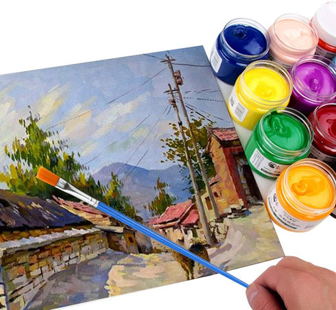 120 Pcs Blue Handle Paint Brushes, Paint Brushes Kits Set, Nylon Flat Paint Brushes, Oil Watercolor Artist Painting Brushes...