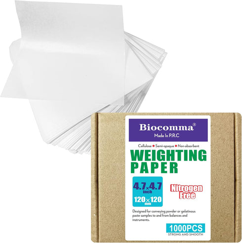 4.7x4.7 inches Cellulose Weighing Paper Sheet, Nitrogen Free,Non-Absorbing, High-Gloss (1000Pcs)...