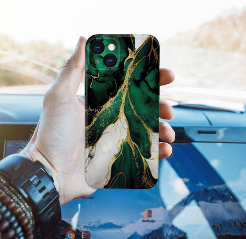 Case Compatible with iPhone 13 Case,Golden Green Marble 3D Design Phone Case,Stylish Durable Shockproof Raised Bumper Corners Case for 13 6.1 inch...