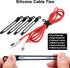 48Pcs Cord Organizer Kit, Reusable Elastic Silicone Cable Ties, Strong Adhesive Cable Clips for Cable Management, Multipurpose Wire Management for...