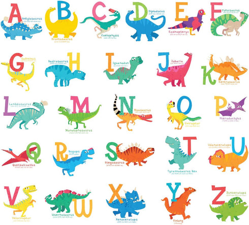 DECOWALL DS-8033 A-Z Dinosaur Alphabet (Small) Kids Wall Stickers Decals Peel and Stick Removable for Nursery Bedroom Living Room Art murals Decor...