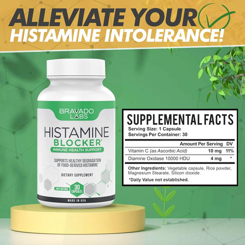 Premium Histamine Block Supplement - Histamine Blocker Diamine Oxidase Supplement - Advance DAO Enzyme Supplement for Food-Derived Histamine Intol...