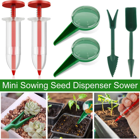 Mini Seed Planter Tool,New Mini Seed Spreader, Set of 6 Hand Held Garden Plant Seeds Planter, Adjustable Hand Sowing Seeder with 5 Dial Settings, ...