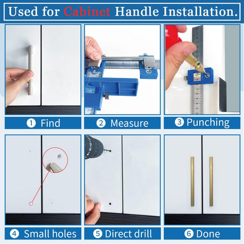 King&Charles Cabinet Hardware Jig, Cabinet Handle Jig + Automatic Hole Punch + Point Drill Bits, Cabinet Jig for Handles and Pulls on Drawers/Cabi...