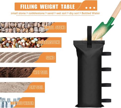 112 LBS Canopy Weights Sand Bags for Canopy Outdoor Advertising Tent Sunshade Fixed Windproof Pop up Canopy Tent?No Sand) Black (4-Pack)...