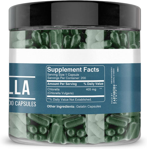 Earthborn Elements Chlorella 200 Capsules, Pure & Undiluted, No Additives...