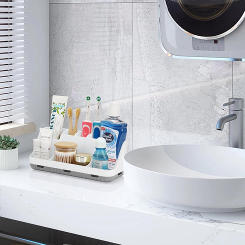 Toothbrush Holders for Bathrooms Countertop Organizer - Kids Electric Toothbrush and Toothpaste holder Detachable 7 Slots Tooth Brush Organization...