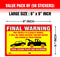 Final Warning Stickers (Pack of 50) Parking Violation Notice Vehicle is Illegally Parked - Large Size 6" X 9" – Yellow...