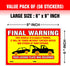 Final Warning Stickers (Pack of 50) Parking Violation Notice Vehicle is Illegally Parked - Large Size 6" X 9" – Yellow...