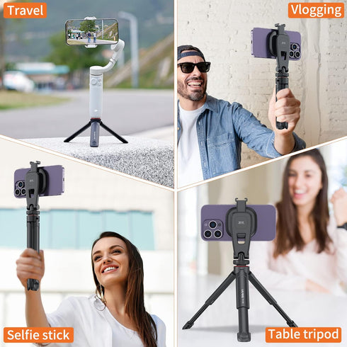 UURIG TP05 Extendable Mini Camera Tripod, Portable Selfie Stick Handle Grip Desktop Webcam Tripod with 1/4" Screw for DSLR Camera Webcam Phone Hol...
