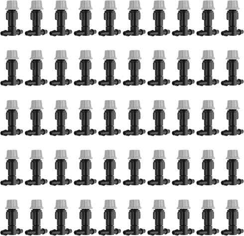 Kalolary 50 Pairs Misting Drippers Head, Atomizing Sprinkler with Tee Joints Adjustable Equipment Tool Micro Sprinkler Shrub for Flower Bed Patio,...