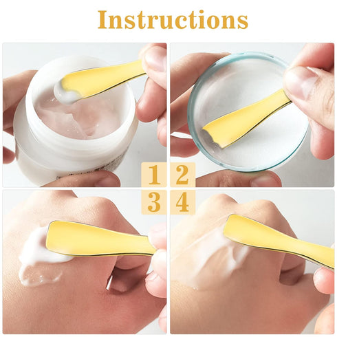 3 PCS Metal Cosmetic Spoon Skincare Spatula Stick Applicator Beauty Spa Mini Spoon Skin Care Facial Cream Mask Scoop Makeup Tools for Facial DIY M...