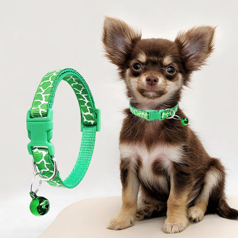 Jecikelon 6 PCS Puppy Collars Adjustable Pup Collar for Small Pet Dog Polyester Cat Collar with Bell Basic Collar for Small Dogs (Small, Crack)...