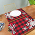 Christmas Red Plaid Snow Snowflake Placemats Set of 6 Table Mat, Red Black Lattice Texture Table mats Placemats Heat-resistant Stain Resistant Was...