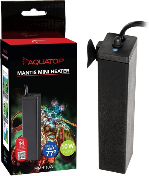 Aquatop 10W Mantis Mini Aquarium Heater - Fully Submersible for Nano Fish Tanks Up to 3 Gallons, Preset 77F Electric Thermostat, Heat-Resistant Wa...