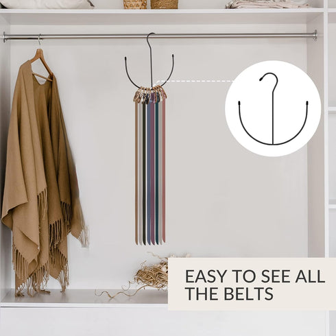 ZEDODIER Belt Hangers, Belt Rack Black Closet Accessories Organizers, Closet Organizer Hook Rack for Belt, Ties, Scarves, Camisoles, Hats, Bras, S...