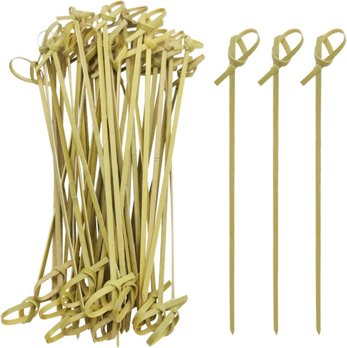 BLUE TOP Bamboo Cocktail Picks 200 PCS Bamboo Skewers 4 Inch with Looped Knot, Food Picks,Party Toothpicks for Appetizers,Cocktail Drinks,Barbecue...