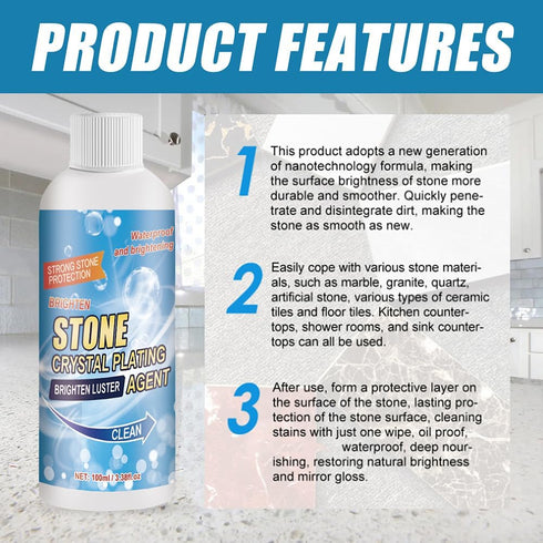 2 PCS Stone Crystal Plating Agent, Nano Stone Crystal Plating Agen, Marble Cleaner Stain Remover...