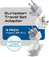 Ceptics European Plug Adapter 4 Pack Set, USA to Europe, Italy, Germany, England, Spain, Italy, Iceland, France (Type C, E/F, G, L) - for Your Cel...