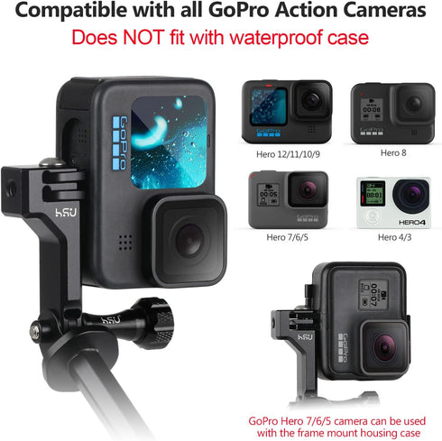 HSU Aluminum Vertical Bracket Adapter with 1/4"- 20 Hole for Gopro Hero 12/11/10/9/8/7/6/5/4 AKASO Campark Insta360 DJI Osmo Action and Other Acti...