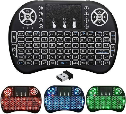 2.4G Mini Wireless Keyboard with Touchpad Mouse, Upgraded Multi Backlit, Portable Wireless Keyboard with USB Receiver Remote Control for Android S...