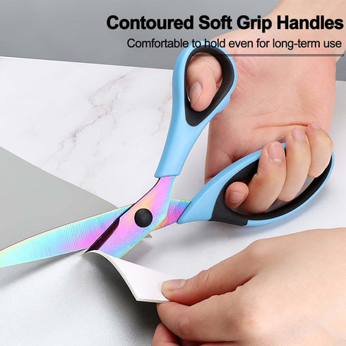 Craft Scissors Set of 3 Pack, All Purpose Sharp Titanium Blades Shears, Rubber Soft Grip Handle, Multipurpose Fabric Scissors Tool Set Great for O...