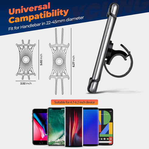 ORIbox Bike Phone Mount, Motorcycle Handlebar Mount, 360° Rotation Silicone Bicycle Phone Holder, Compatible with iPhone 13/12/11 Pro Max XS Max X...