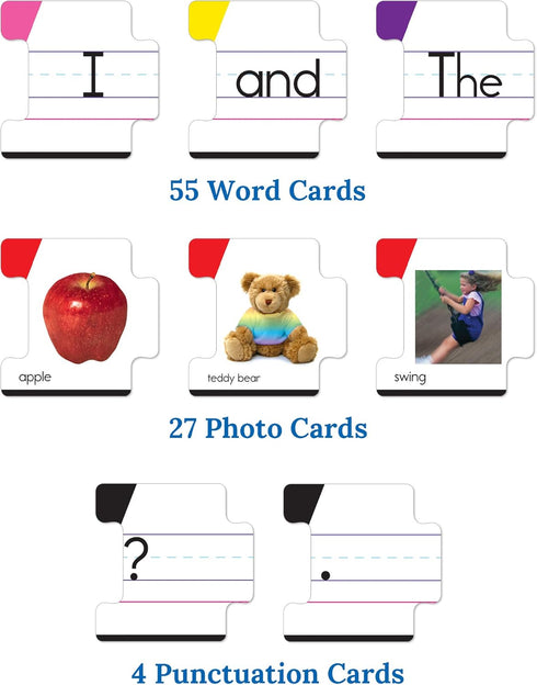 Key Education 86-Piece Sentence Building for Kids, Toys for Speech Therapy, Sight Word Games for Kindergarten, 1st and 2nd Grade Classroom Must Ha...