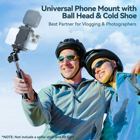 KDD Cell Phone Tripod Mount Adapter with Ball Head, 360° Rotating Phone Holder Stand for Tripod with Cold Shoe, Smartphone Clamp for iPhone 15 14 ...