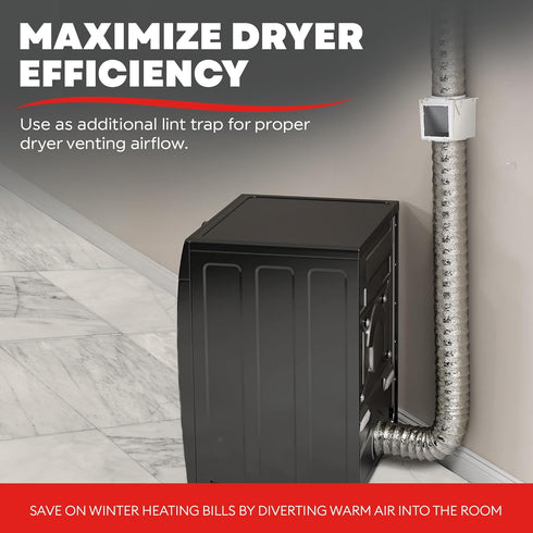 Deflecto Extra Heat Dryer Saver – Compatible with 4 inch Transition Ducts | Includes 2 Durable 4 inch Plastic Clamps | Moisture Control, Saves Ene...