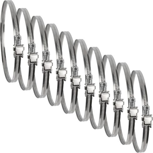 5" Inch Ducting Clamp - 10 Pieces of Adjustable Stainless Steel Duct Hose Clamps with Worm Gear - Wide Diameter Range Fastener for Flexible Ductin...