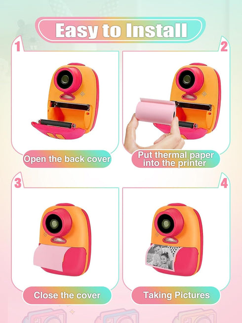 9 Rolls Kids Instant Camera Print Refill Paper- Photo Printer Thermal Paper Rolls Instant Print Camera Refill Paper for Kid's Instant Camera Favor...