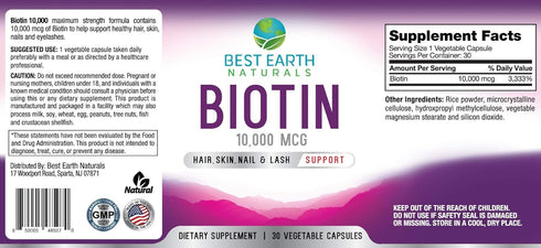 Biotin 10,000mcg - Extra Strength Biotin Vitamin Supplement to Support Hair Growth, Strong Nails, Long Eye Lashes and Healthy Skin...