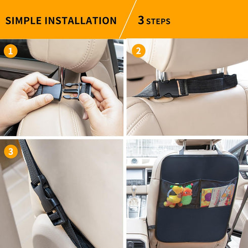 Kick Mats with Organizer - 2 Pack Backseat Protector Seat Covers for Your Car, SUV, Minivan or Truck Seats - Vehicle Back Seat Kids Safety Accesso...