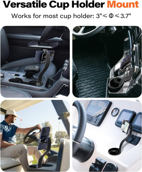 APPS2Car Cup Holder Phone Holder Mount for Car 2-in-1 Fast-Squeeze Installation Save Space Adjustable Height One-Hand Operation fits F-150 Model Y...