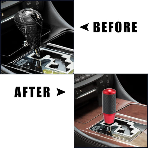 X AUTOHAUX Automatic Manual Gear Stick Shift Knob Transmission Gear Lever Stick Shifter Handle Carbon Fiber Pattern Red...
